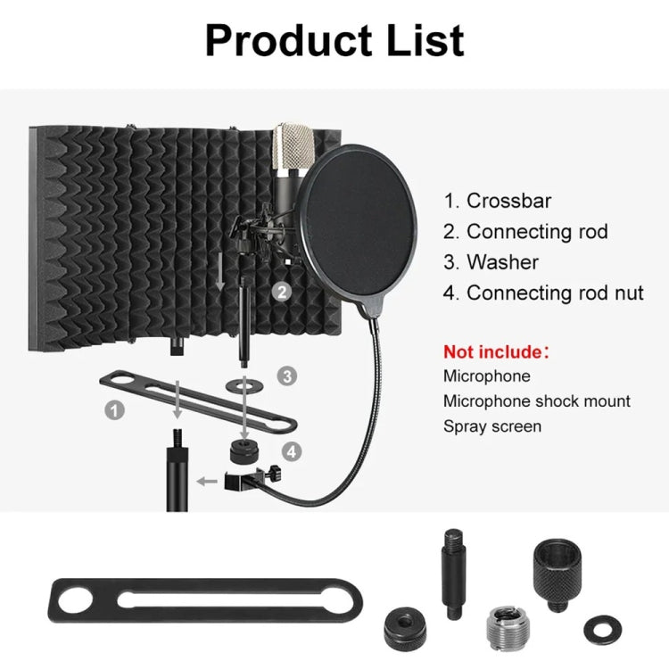 Bouclier d'isolation pour microphone d'enregistrement pliable XTUGA P75, P75