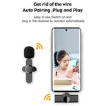 Microphone cravate sans fil pour diffusion en direct avec interface Type-C / USB-C, Type-C