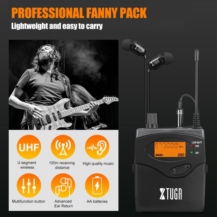 Système de monitoring intra-auriculaire sans fil UHF pour chanteur de scène XTUGA RW2080, récepteur BodyPack unique RW2080