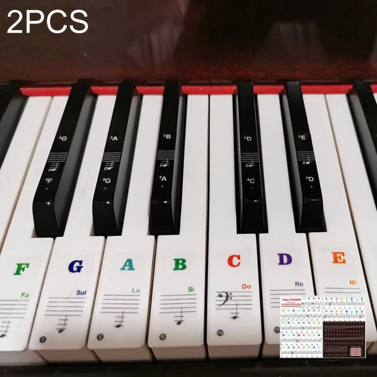 2 autocollants transparents pour piano électronique/orgue (88/61/54/49 touches), avec notation musicale et gammes.