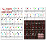 2 autocollants transparents pour piano électronique/orgue (88/61/54/49 touches), avec notation musicale et gammes.