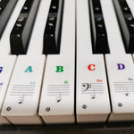 2 autocollants transparents pour piano électronique/orgue (88/61/54/49 touches), avec notation musicale et gammes.