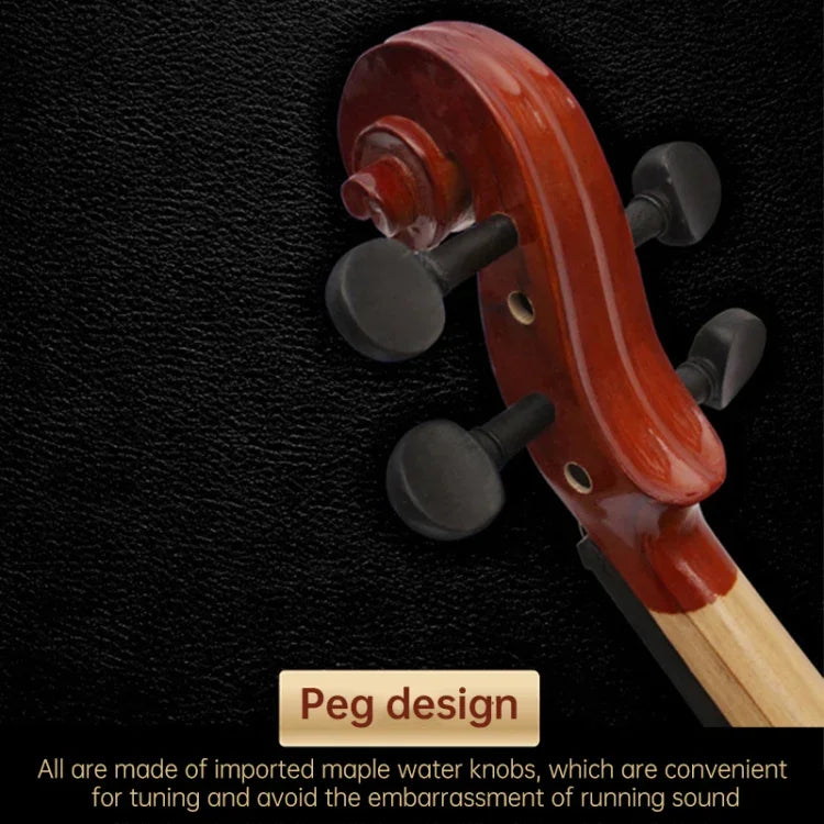 Violon acoustique 4/4, taille standard, fait main en bois massif.
