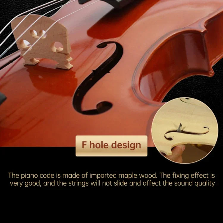 Violon acoustique 4/4, taille standard, fait main en bois massif.