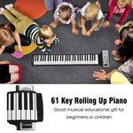 Piano électronique portable à clavier souple enroulable 61 touches avec haut-parleurs, 61 touches