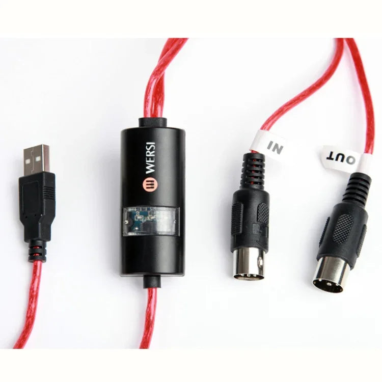 Câble MIDI USB WERSI UM-18, câble MidiPort MIDI pour piano électrique, batterie électronique et édition musicale, longueur : 2 m
