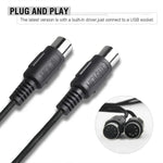 Câble MIDI USB WERSI UM-18, câble MidiPort MIDI pour piano électrique, batterie électronique et édition musicale, longueur : 2 m