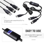 Câble MIDI USB WERSI UM-18, câble MidiPort MIDI pour piano électrique, batterie électronique et édition musicale, longueur : 2 m