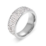 Bague éternité en acier inoxydable pour alliance de mariage, fiançailles, promesse, cristaux et strass incrustés, cercle rond, 57 mm, taille US : 10, diamètre intérieur : 20 mm, périmètre : 62,8 mm, 10