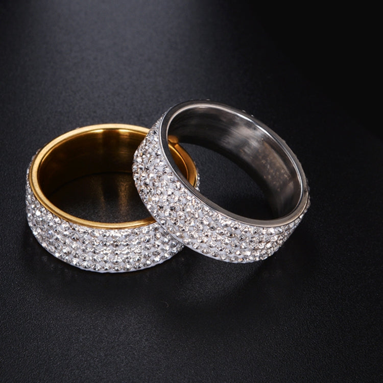 Bague éternité en acier inoxydable pour alliance de mariage, fiançailles, promesse, cristaux et strass incrustés, cercle rond, 57 mm, taille US : 10, diamètre intérieur : 20 mm, périmètre : 62,8 mm, 10
