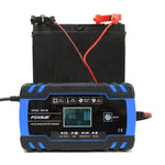FOXSUR 12V-24V Car Motorcycle Truck Repair Battery Charger AGM Charger, UK Plug (Blue), UK Plug Blue