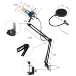 Ensemble microphone BM-800 avec suspension antivibrations en métal haut de gamme pour réseau K-Song, kit BM800 noir, kit BM800 rose, kit BM800 bleu, kit BM800 blanc