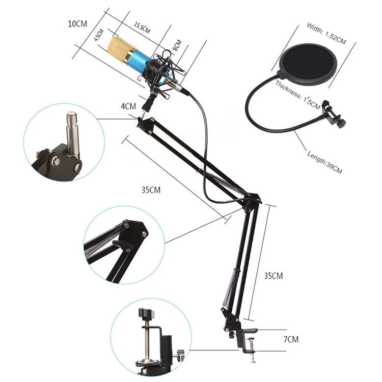 Ensemble microphone BM-800 avec suspension antivibrations en métal haut de gamme pour réseau K-Song, kit BM800 noir, kit BM800 rose, kit BM800 bleu, kit BM800 blanc