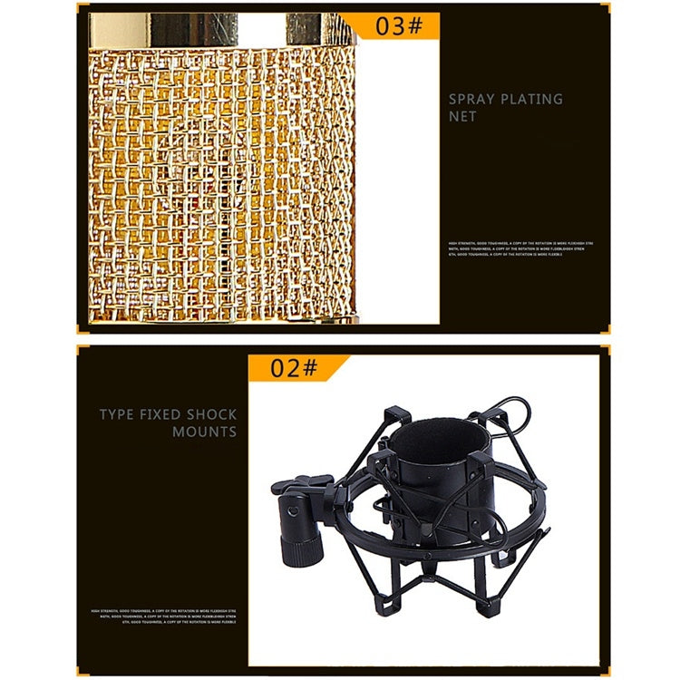 Ensemble microphone BM-800 avec suspension antivibrations en métal haut de gamme pour réseau K-Song, kit BM800 noir, kit BM800 rose, kit BM800 bleu, kit BM800 blanc