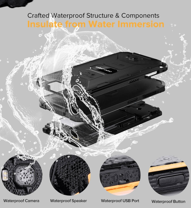 Étanchéité IP68/IP69K, Résistance aux Chocs et à la Poussière, Identification Faciale, Batterie 4000mAh, Écran 5,0 pouces, Android 9.0, MTK6580A/W Quad Core jusqu'à 1,3 GHz, Réseau : 3G, Armor X6 2 Go+16 Go