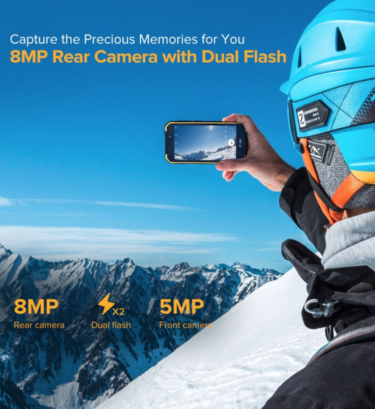 Étanchéité IP68/IP69K, Résistance aux Chocs et à la Poussière, Identification Faciale, Batterie 4000mAh, Écran 5,0 pouces, Android 9.0, MTK6580A/W Quad Core jusqu'à 1,3 GHz, Réseau : 3G, Armor X6 2 Go+16 Go