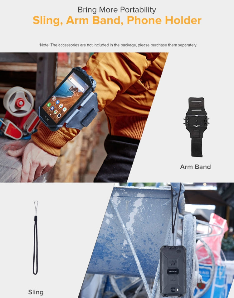 Étanchéité IP68/IP69K, Résistance aux Chocs et à la Poussière, Identification Faciale, Batterie 4000mAh, Écran 5,0 pouces, Android 9.0, MTK6580A/W Quad Core jusqu'à 1,3 GHz, Réseau : 3G, Armor X6 2 Go+16 Go