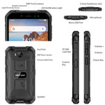 Étanchéité IP68/IP69K, Résistance aux Chocs et à la Poussière, Identification Faciale, Batterie 4000mAh, Écran 5,0 pouces, Android 9.0, MTK6580A/W Quad Core jusqu'à 1,3 GHz, Réseau : 3G, Armor X6 2 Go+16 Go