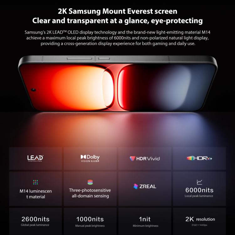 vivo iQOO 15, 16 Go+1 To, Android 16 OriginOS 6 6,85 pouces Snapdragon 8 Elite Gen 5 Octa Core, OTG, NFC, Réseau : 5G, Compatible Google Play, 16 Go+1 To