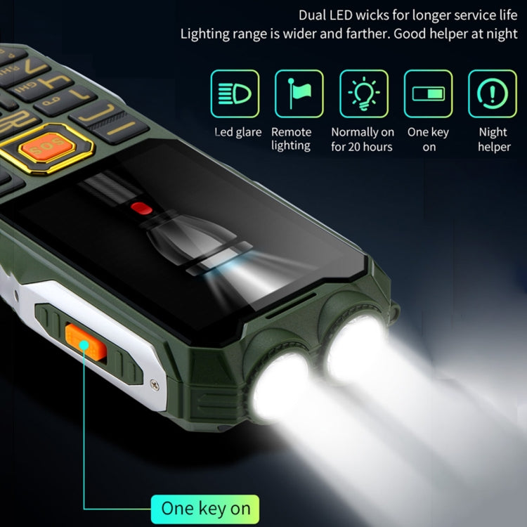 Étanche, antichoc, antipoussière, batterie 16800mAh, 2,4 pouces, 21 touches, Bluetooth, lampe de poche LED, FM, SOS, double SIM, réseau : 2G, Q8 2G