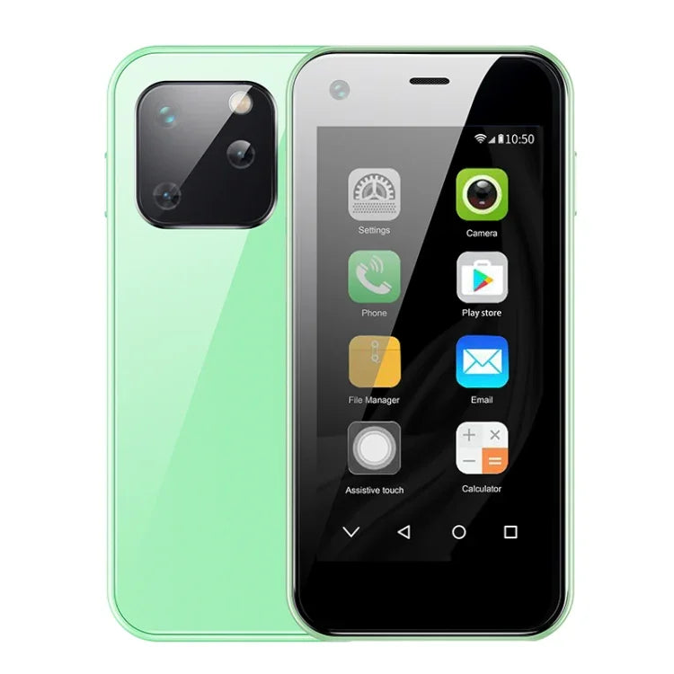 Écran 2,5 pouces, processeur quadricœur MTK6580 jusqu'à 1,3 GHz, Bluetooth, Wi-Fi, radio FM, réseau 3G, double SIM, XS13