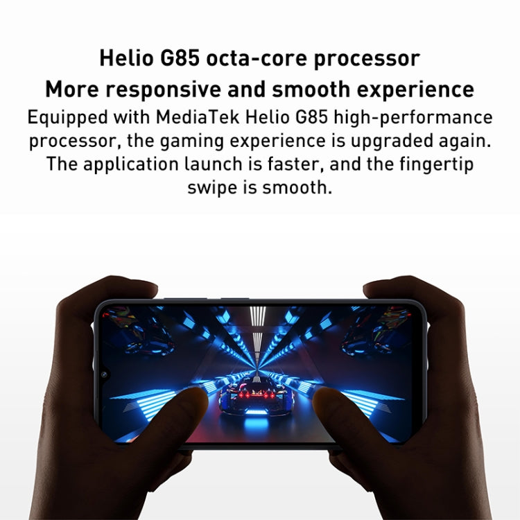Batterie 5000 mAh, reconnaissance faciale et empreinte digitale, écran MIUI 13 de 6,71 pouces, processeur MediaTek Helio G85 octa-core jusqu'à 2 GHz, réseau 4G, double SIM, non compatible avec Google Play, 4 Go de RAM + 128 Go de stockage