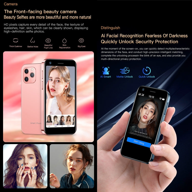 Smartphone Android 10.0 de 3 pouces, processeur octa-core MTK6750, Bluetooth, Wi-Fi, OTG, réseau 4G, double SIM, compatible avec Google Play, 2 Go de RAM + 16 Go de stockage