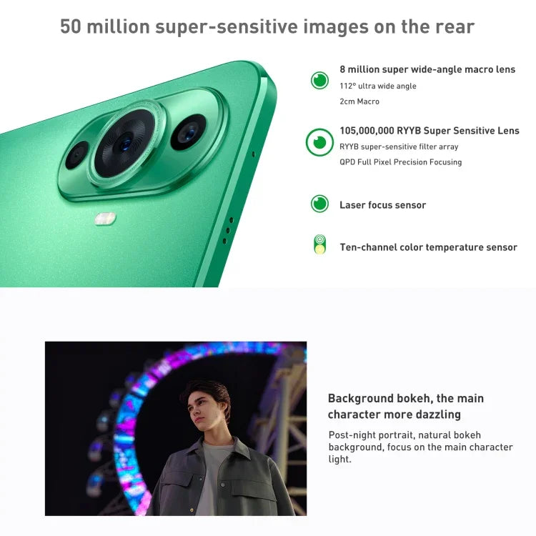 Double caméra arrière, lecteur d'empreintes digitales sous l'écran, écran HarmonyOS de 6,7 pouces, processeur Qualcomm Snapdragon 778G 4G octocœur jusqu'à 2,4 GHz, réseau : 4G, OTG, NFC, non compatible avec Google Play, nova 11 256 Go