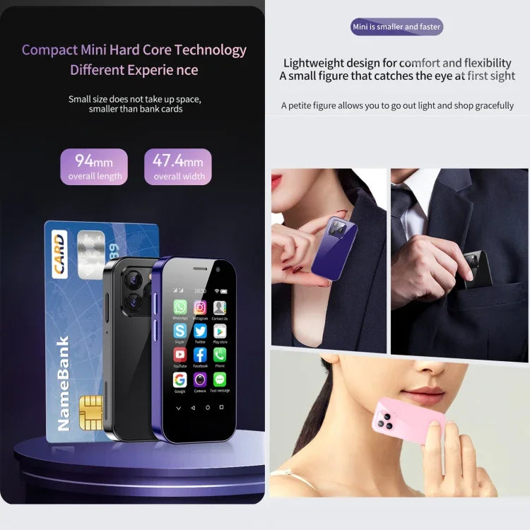 Reconnaissance faciale, écran 3 pouces, Android 9.0, processeur quadricœur MTK6739CW jusqu'à 1,28 GHz, OTG, réseau 4G, double SIM, compatible Google Play, 3 Go de RAM + 32 Go de stockage
