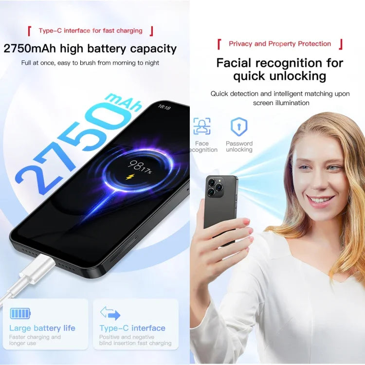 SOYES XS18 Pro Max, 2 Go + 16 Go, Face ID, écran 4,3 pouces, Android 8.1, processeur quadricœur MTK6737A, réseau : 4G, OTG, double SIM, XS18 Pro Max