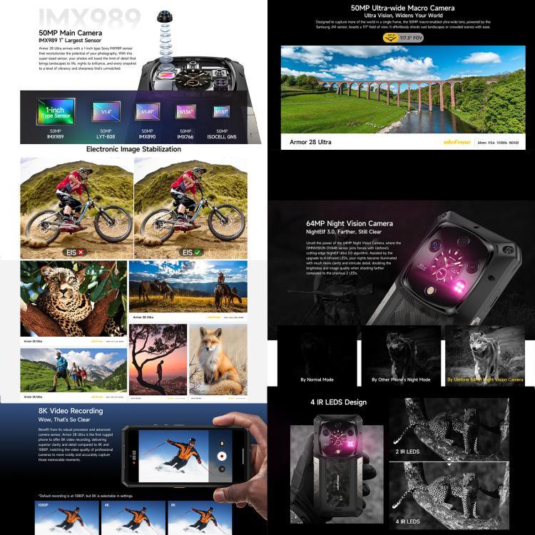 Ulefone Armor 28 Ultra, téléphone robuste, 16 Go + 1 To, vision nocturne, batterie 10 600 mAh, écran 6,67 pouces, Android 14, processeur octocœur MediaTek Dimensity 9300+, réseau 5G, NFC, Armor 28 Ultra