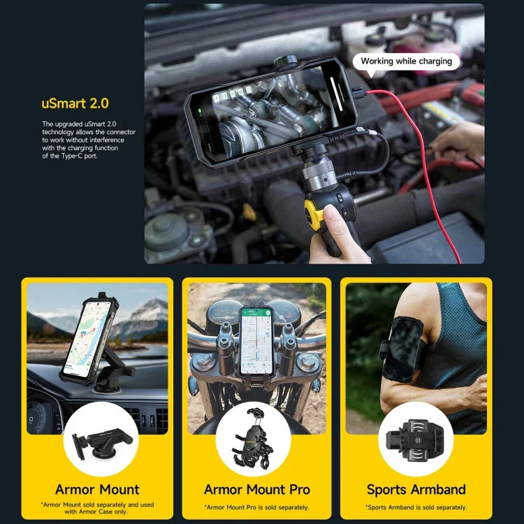 Ulefone Armor 27, téléphone robuste, 12 Go + 256 Go, vision nocturne, batterie 10 600 mAh, écran 6,78 pouces, Android 14, processeur MediaTek Helio G99 octa-core, réseau : 4G, NFC, OTG, Armor 27