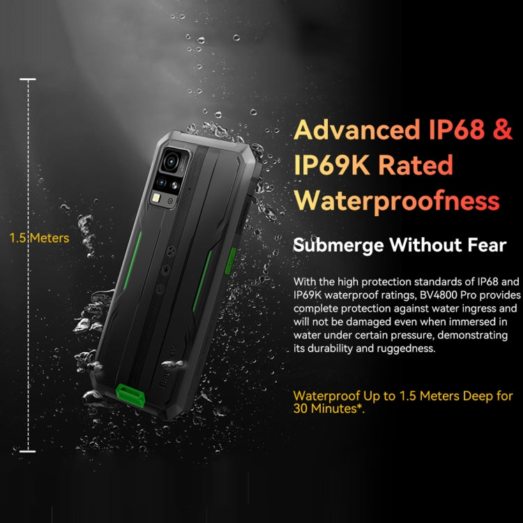 Blackview BV4800 Pro, 4 Go + 128 Go, IP68/IP69K/MIL-STD-810H, 6,56 pouces Android 14 Unisoc T606 Octa Core, réseau : 4G, OTG