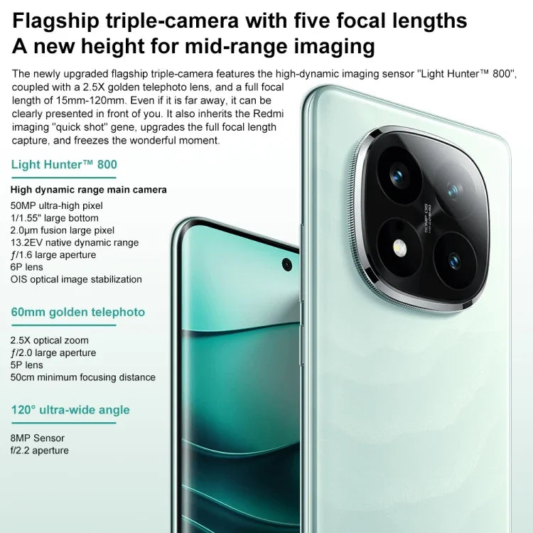 Xiaomi Redmi Note 14 Pro+, 16 Go + 512 Go, écran 6,67 pouces, Xiaomi HyperOS, processeur Snapdragon 7s Gen 3 octa-core, NFC, réseau 5G, 16 Go + 512 Go