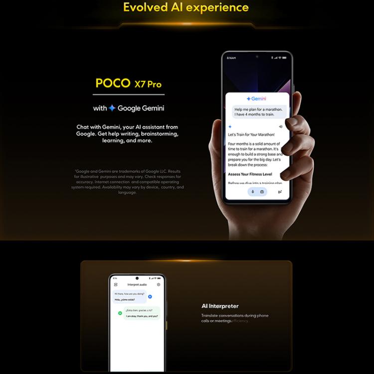 Xiaomi POCO X7 Pro 5G Global, 12 Go + 512 Go, empreinte digitale sous l'écran, 6,67 pouces Xiaomi HyperOS 2 MediaTek Dimensity 8400-Ultra Octa Core, NFC, Réseau : 5G, 12 Go + 512 Go