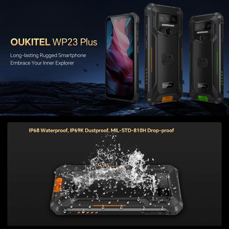 Téléphone durci Oukitel WP23 Plus, 8 Go + 256 Go, Android 14.0 de 6,52 pouces Unisoc T606 Octa-core, NFC, OTG, Réseau : 4G, WP23 Plus 8 Go + 256 Go