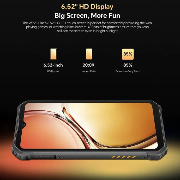 Téléphone durci Oukitel WP23 Plus, 8 Go + 256 Go, Android 14.0 de 6,52 pouces Unisoc T606 Octa-core, NFC, OTG, Réseau : 4G, WP23 Plus 8 Go + 256 Go