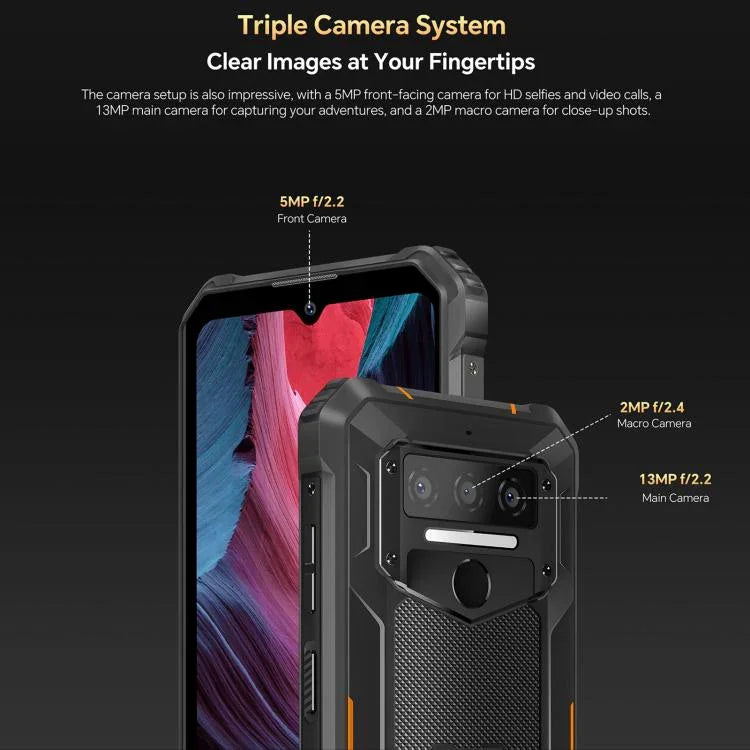 Téléphone durci Oukitel WP23 Plus, 8 Go + 256 Go, Android 14.0 de 6,52 pouces Unisoc T606 Octa-core, NFC, OTG, Réseau : 4G, WP23 Plus 8 Go + 256 Go