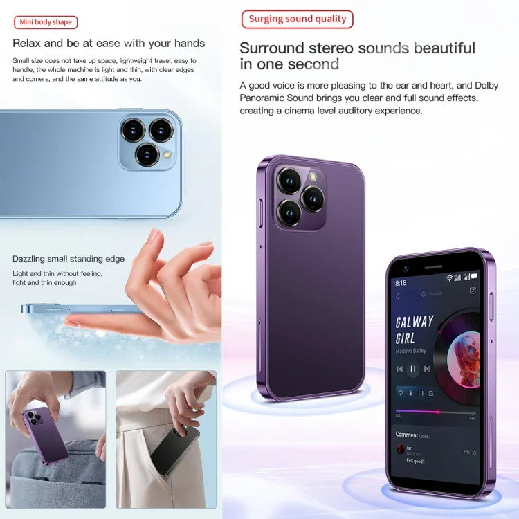 SOYES XS16, 2 Go + 16 Go, écran 3 pouces, Android 10, processeur quadricœur MTK6737, Bluetooth, Wi-Fi, réseau 4G, double SIM, compatible avec le Google Play Store, 2 Go + 16 Go