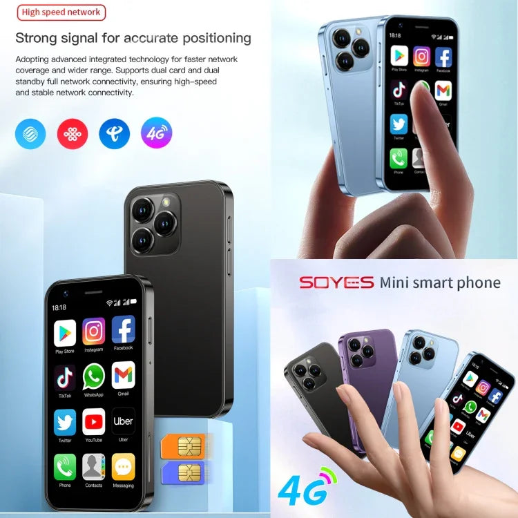 SOYES XS16, 2 Go + 16 Go, écran 3 pouces, Android 10, processeur quadricœur MTK6737, Bluetooth, Wi-Fi, réseau 4G, double SIM, compatible avec le Google Play Store, 2 Go + 16 Go