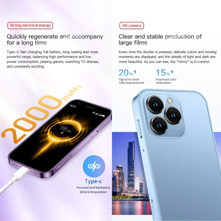 SOYES XS16, 2 Go + 16 Go, écran 3 pouces, Android 10, processeur quadricœur MTK6737, Bluetooth, Wi-Fi, réseau 4G, double SIM, compatible avec le Google Play Store, 2 Go + 16 Go