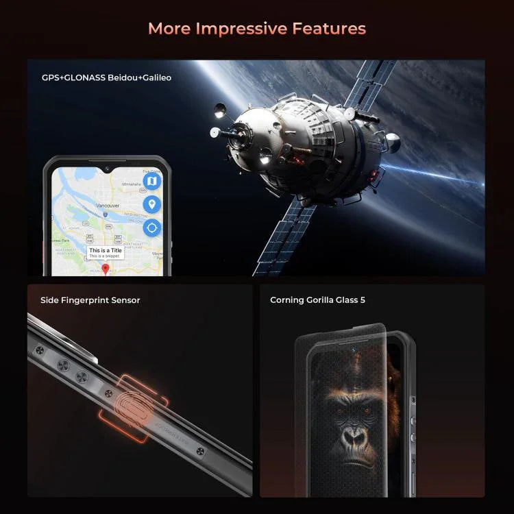 Oukitel WP55 Pro 5G, smartphone robuste, 16 Go + 512 Go, appareil photo 108 Mpx, lecteur d'empreintes digitales, écran 6,6 pouces, Android 15, processeur octa-core MediaTek Dimensity 7025, NFC, OTG, réseau 5G, WP55 Pro