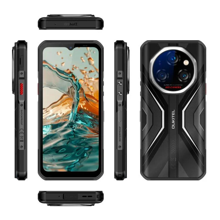 Oukitel WP55 5G, téléphone robuste, 12 Go + 256 Go, appareil photo 108 MP, identification par empreinte digitale, écran 6,6 pouces, processeur octa-core MediaTek Dimensity 7025, NFC, OTG, réseau : 5G, WP55