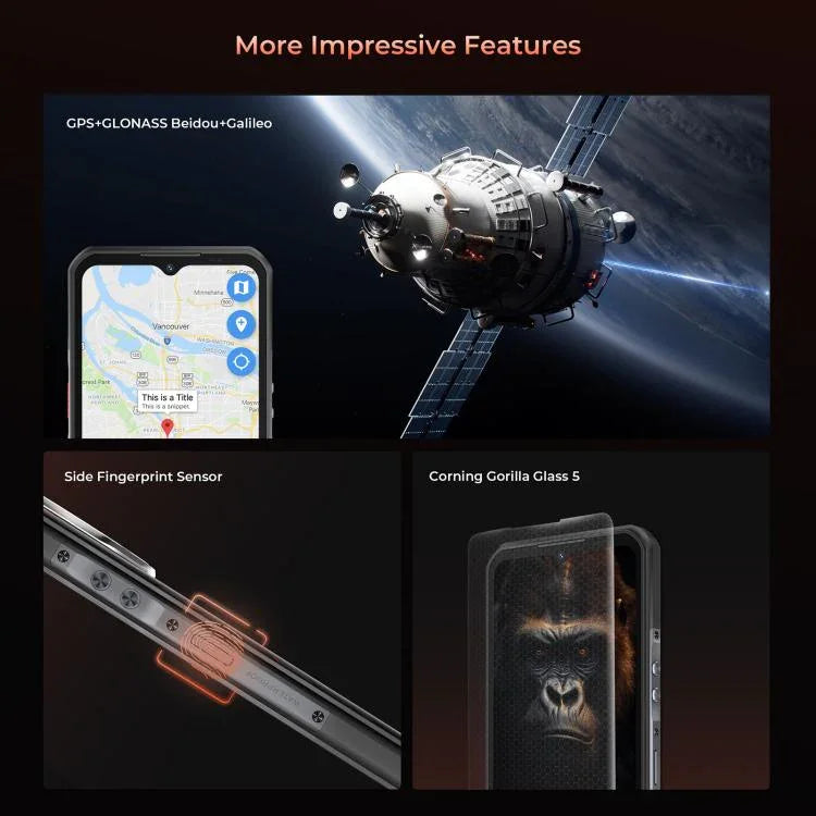 Oukitel WP55 5G, téléphone robuste, 12 Go + 256 Go, appareil photo 108 MP, identification par empreinte digitale, écran 6,6 pouces, processeur octa-core MediaTek Dimensity 7025, NFC, OTG, réseau : 5G, WP55