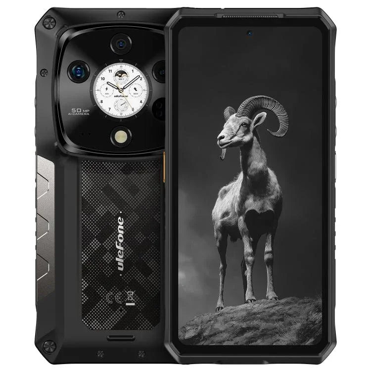 Ulefone Armor 28 Pro, téléphone robuste, 16 Go + 512 Go, vision nocturne, batterie 10 600 mAh, écran 6,67 pouces + 1,04 pouce, Android 15, processeur octa-core MediaTek Dimensity 7300, compatible 5G et NFC.