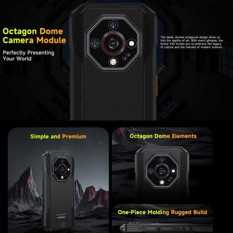 Ulefone Armor X32, téléphone robuste, 8 Go + 256 Go, vision nocturne, écran 5,65 pouces, Android 14, processeur octocœur MediaTek Helio G91, réseau : 4G, NFC, OTG