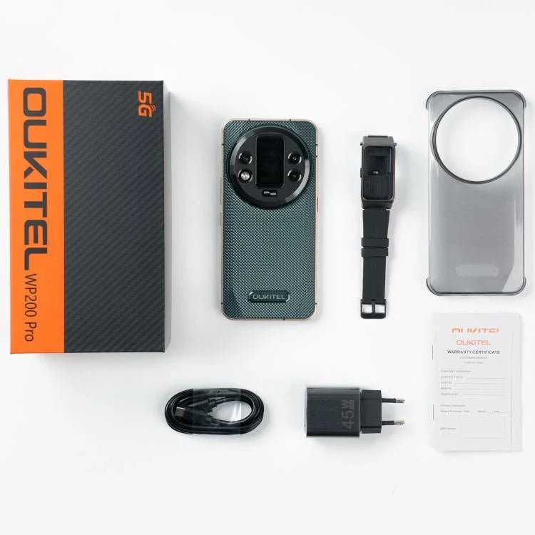Oukitel WP200 Pro 5G, téléphone robuste, 24 Go + 1 To, lecteur d'empreintes digitales sous l'écran, écran 6,7 pouces, Android 15.0, processeur octocœur MTK Dimensity 8200, NFC, OTG, réseau 5G
