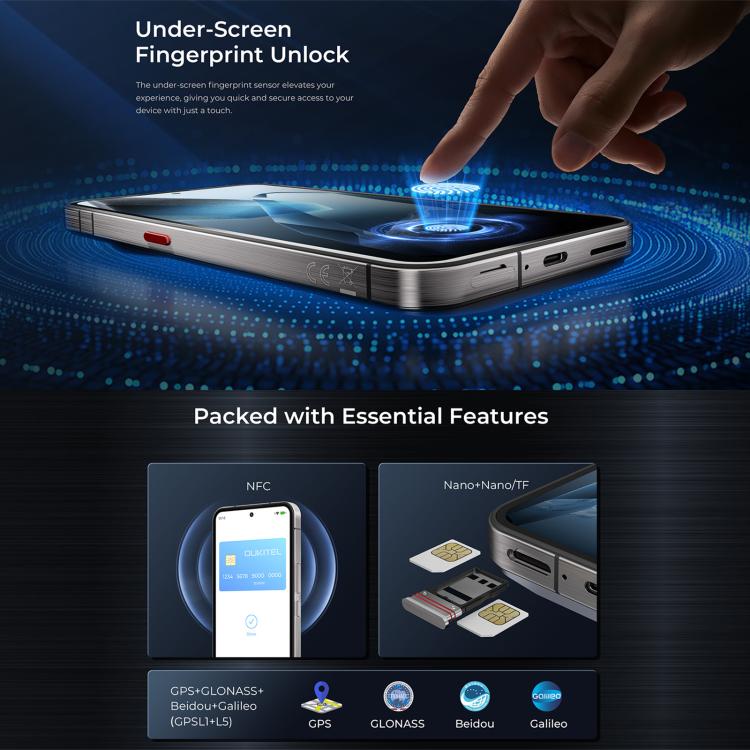 Oukitel WP200 Pro 5G, téléphone robuste, 24 Go + 1 To, lecteur d'empreintes digitales sous l'écran, écran 6,7 pouces, Android 15.0, processeur octocœur MTK Dimensity 8200, NFC, OTG, réseau 5G