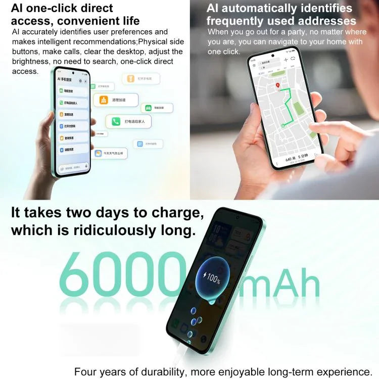 Honor Play 60, 6 Go + 128 Go, lecteur d'empreintes digitales latéral, écran 6,61 pouces, MagicOS 9.0, processeur octocœur Dimensity 6300, réseau : 5G, OTG