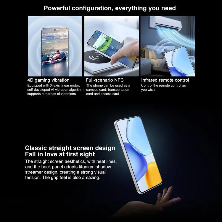 Honor X60 GT, 12 Go + 256 Go, lecteur d'empreintes digitales intégré à l'écran, écran 6,7 pouces, MagicOS 9.0, Android 15.0, processeur Snapdragon 8+ Gen 1 octocœur, réseau : 5G, OTG, NFC, 12 Go + 256 Go